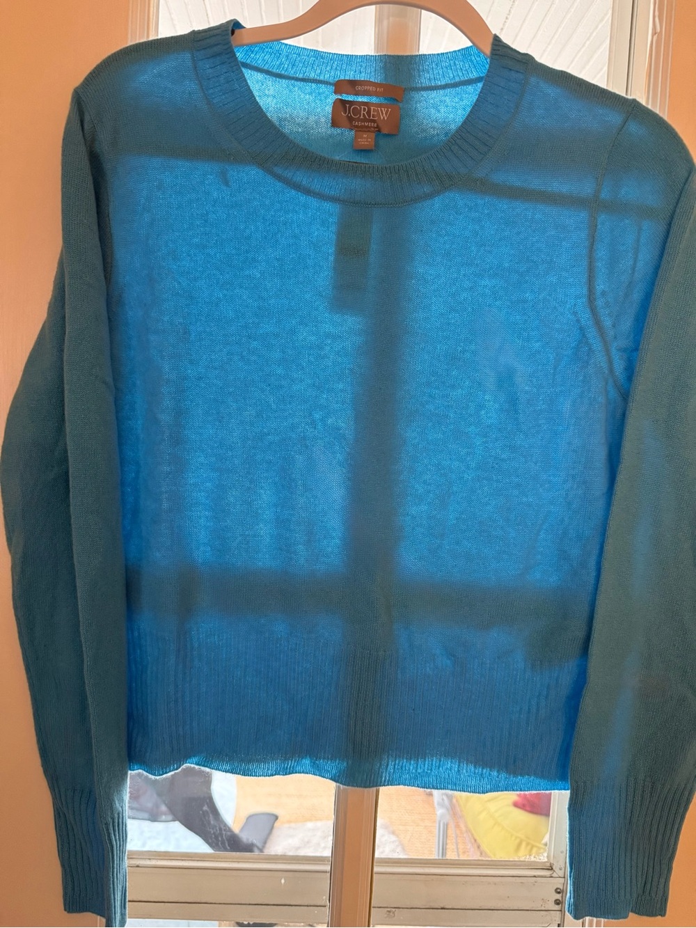 J. Crew Women’s Cropped 100% Cashmere Crewneck in Blue. NWT